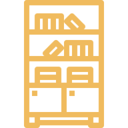An icon depicting a bookcase